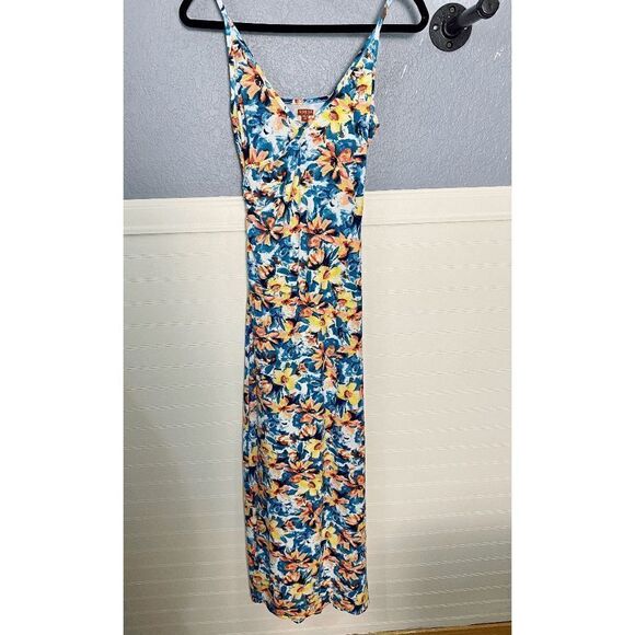 Guess Women’s Spaghetti Strap Surplice Neck Floral Maxi Dress Multicolor - Picture 2 of 12
